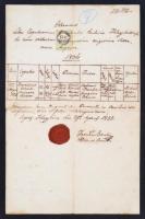 1855 Félegyháza születési anyakönyvi kivonat, viaszpecséttel