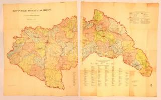 1943 Magyarország közigazgatási térképe. Nagyméretű, két részből álló. Összesen 160x110 cm