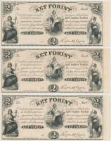 1852. 2Ft Kossuth bankó (3x) A, B és C, kitöltetlen, jobb ívszéllel T:I- Hungary 1852. 2 Forint A, B and C without date and serial number, with right margin C:AU Adamo G123