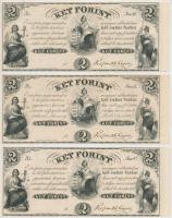 1852. 2Ft "Kossuth bankó" (3x) "A", "B" és "C", kitöltetlen, jobb ívszéllel T:I- Hungary 1852. 2 Forint "A", "B" and "C" without date and serial number, with right margin C:AU Adamo G123