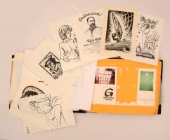Bánsági András (1934-1993) grafikus művész grafikai hagyatéka. Igényesen összeállított album a művész kiadott grafikáival. Sok aláírt, sok különböző feljegyzéssel. Hozzá kiállítási meghívók, programfüzetek, Az egész egy nagy haránt alakú albumba betéve, részben beragasztva. Nagyon sok darab