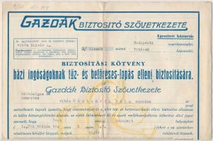 Vegyes részvény, nyeremény- és biztosítási kötvény tétel: 1922-1923. "A Magyar Köztisztviselők ...
