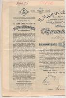 Vegyes részvény, nyeremény- és biztosítási kötvény tétel: 1922-1923. "A Magyar Köztisztviselők ...