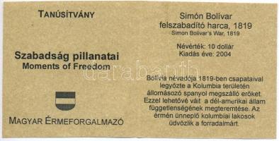 Libéria 2004. 10$ "Szabadság pillanatai - Simon Bolívar felszabadító harca 1819." multicol...