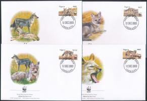 WWF: Jackal set + set on 4 FDC WWF: Sakál sor + sor 4 FDC-n