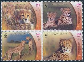 WWF: Cheetah block of 4 + set on 4 FDC WWF: Gepárd négyestömb + sor 4 FDC-n