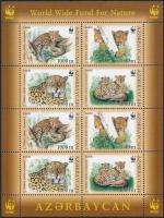 WWF: Leopard block of 4 + set on 4 FDC + minisheet WWF: Leopárd négyestömb + sor 4 FDC-n + kisív