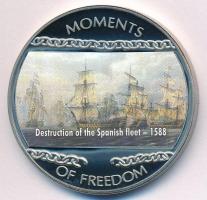 Libéria 2004. 10$ "Szabadság pillanatai - A spanyol armada pusztulása 1588." multicolor T:PP fo. Liberia 2004. 10 Dollars "Moments of Freedom - Destruction of the Spanish fleet 1588." multicolor C:PP spotted