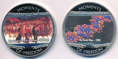 Libéria 2004. 10$ "Szabadság pillanatai - A gén-térkép 2000" multicolor + 10$ "Szabadság pillanatai - Jobbágyfelszabadítások Európában XIX. sz." multicolor T:PP ujjlenyomat, fo. Liberia 2004. 10 Dollars "Moments of Freedom - The gene map 2000" multicolor + 10 Dollars "Moments of Freedom - Emancipation of serfs in Europe XIXth cent." multicolor C:PP fingerprint, spotted
