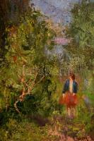 Bod László (1920-2001): Nagymarosi parkrészlet. Olaj, vászon, jelzés nélkül, 60×80 cm