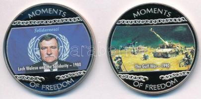 Libéria 2004. 10$ "Szabadság pillanatai - Lech Walesa és a Szolidaritás 1980" multicolor + 10$ "Szabadság pillanatai - Öböl-háború 1990." multicolor T:PP ujjlenyomat Liberia 2004. 10 Dollars "Moments of Freedom - Lech Walesa and the Solidarity 1980" multicolor + 10 Dollars "Moments of Freedom - The Gulf War 1990" multicolor C:PP fingerprint