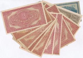 1920. 11db-os korona bankjegy tétel, nagyrészt 1920. 2K (9x) néhány "2ab csillaggal" T:III