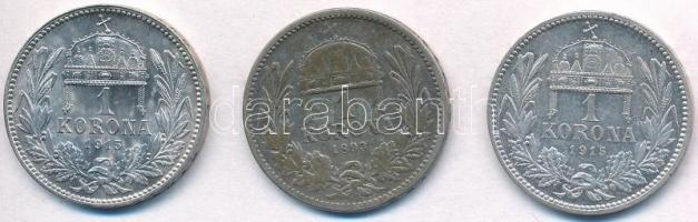 1893KB 1K Ag + 1915KB 1K Ag "Ferenc József" (2x) T:1--3