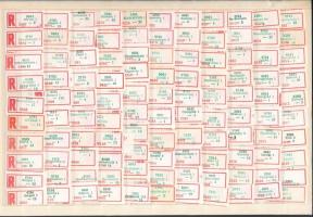 220 db ajánlási ragjegy, közte sok nyomdai hibás berakólapon