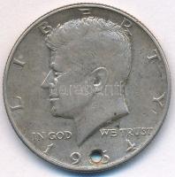 Amerikai Egyesült Államok 1964. 1/2$ Ag "Kennedy" T:2 lyuk  USA 1964. 1/2 Dollars Ag "Kennedy" C:XF hole Krause KM#202