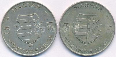 1947. 5Ft Ag "Kossuth" (2x) T:2,2-