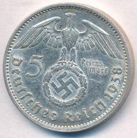 Német 3. Birodalom 1938A 5M Ag "Hindenburg" T:2
German Third Reich 1938A 5 Marks Ag "...