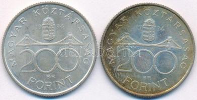 1994. 200Ft Ag "Deák" (2x) T:2,2- egyiken patina