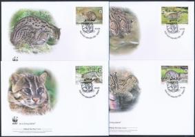 WWF Fishing Cat set + set 4 FDC WWF: Halászmacska sor + sor 4 FDC-n