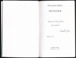 Verrasztó Gábor: Menedék. Bp., 2010, Napkút. A szerző által dedikált példány! Papírkötésben, jó álla...