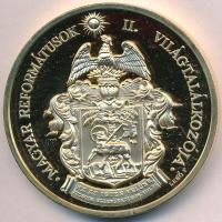 Lebó Ferenc (1960-) 1991. "Magyar Reformátusok II. Világtalálkozója" aranyozott, piefort fém emlékérem (65mm) T:2 (PP)