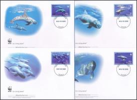 WWF Pygmy killer whales set 4 FDC, WWF: Törpe kardszárnyú delfinek sor 4 db FDC-n