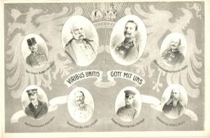 Viribus Unitis, Gott mit Uns / Propaganda card, Franz Joseph, Wilhelm II