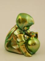 Zsolnay eozin mázas kislány a korsóval, jelzett, hibátlan, m:7 cm