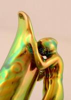 Zsolnay eozin mázas figurás kis vázal, jelzett, hibátlan, m:11 cm