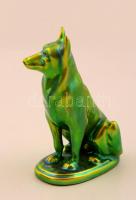 Zsolnay eozin mázas kutya, jelzett, hibátlan, m:12 cm