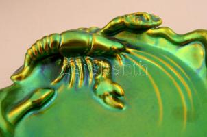 Zsolnay eozin mázas rákos tál, jelzett, hibátlan, d:14 cm