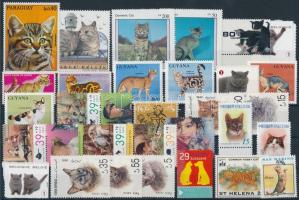 Macska motívum 30 klf bélyeg, Cats 30 stamps