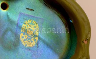 Zsolnay kislány kosárral, jelzett, hibátlan, eozin mázas, m:8 cm