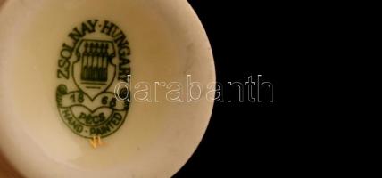 Zsolnay virág mintás kupicás készlet (6db), kézzel festett jelzett, hibátlan, m:5 cm (6×)