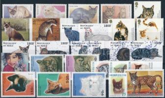 Macska motívum 28 klf bélyeg, Cats 28 stamps