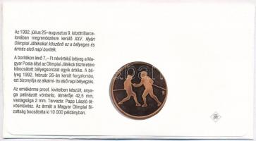 1992. "Barcelona - Magyar csapat" emlékérem bélyeges borítékon, elsőnapi bélyegzéssel T:PP