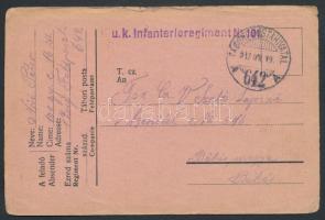 Austria-Hungary field postcard, Tábori posta levelezőlap &quot;K.u.k. Infanterieregiment Nr.101&quot; + &quot;TP 642 A&quot;