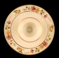 Zsolnay pillangó mintás gyertyatartó, kézzel festett, hibátlan, jelzett, m:13 cm