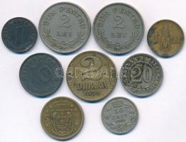 9db-os vegyes külföldi fémpénz tétel, érdekesebb darabokkal, közte Olaszország 1894KB 20c Cu-Ni; Jugoszlávia 1938. 2D Al-Br; Német 3. Birodalom 1941B 10pf Zn T:2,2- 9pcs of various metal coins with interesting pieces, including Italy 1894KB 20 Centesimi  Cu-Ni; Yugoslavia 1938. 2 Dinara Al-Br; German Third Reich 1941B 10 Pfennig Zn C:XF,VF
