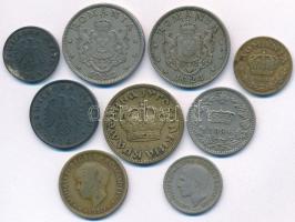 9db-os vegyes külföldi fémpénz tétel, érdekesebb darabokkal, közte Olaszország 1894KB 20c Cu-Ni; Jug...