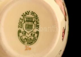 Zsolnay pillangó mintás váza, kézzel festett, hibátlan, jelzett, m:13 cm