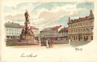 1899 Arad, Vértanú szobor, tér / martyrs' statue, square, Kunstanstalt Kosmos litho