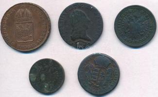 1763. Rézdénár "Mária Terézia / zárt korona" + 1812S 1kr Cu + 1816G 1kr Cu "I. Ferenc...