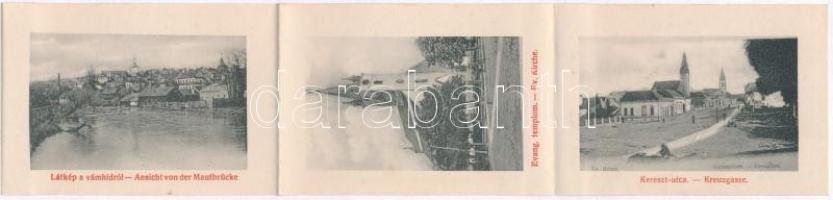 Szászrégen, Reghin; Látkép, vigadócsarnok, szálloda, kiadja W. Schebesch, leporelló képeslap / gener...