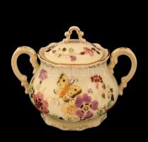 Zsolnay pillangó mintás mokkás készlet, kézzel festett, hibátlan, jelzett / Zsolnay coffee set in fl...