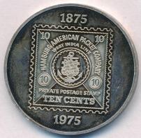 NSZK 1975. "Hapag - Nyugat-Indiai Posta" ezüstözött Br emlékérem (38mm) T:1-(PP) patina
F...