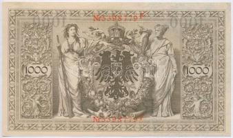 Német Birodalom 1910. 1000M (5x) két sorszámkövető párral, hétjegyű sorszám, piros pecséttel T:I-II
...