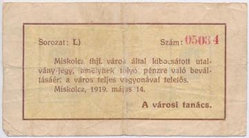 Miskolc 1919. május 14. 2K városi szükségpénz T:III-