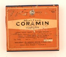 Coramin injekciós ampulla, régi gyógyszeres doboz tartalommal