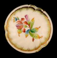 Herendi Viktória mintás bonbonier, kézzel festett, jelzett, hibátlan, d:11 cm, m:7 cm
